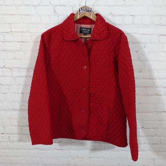 Nordic Lights Jackets & Blazers - Vintage NOS 1980s Nordic Lights Red Quilted Jacket L
